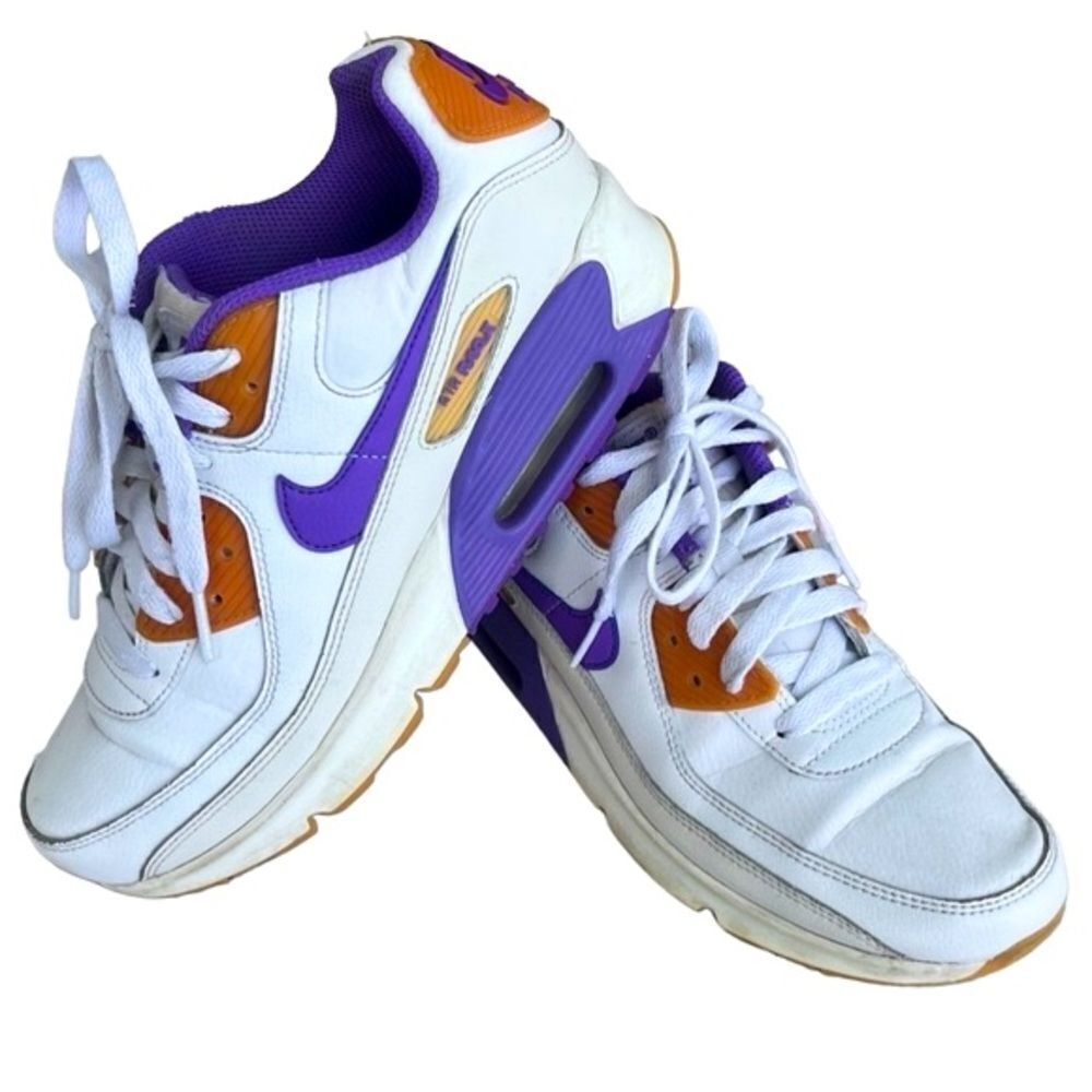 Nike Air Max 90 LTR GS Sneakers Size 5.5Y White/Action Grape DV3607-103